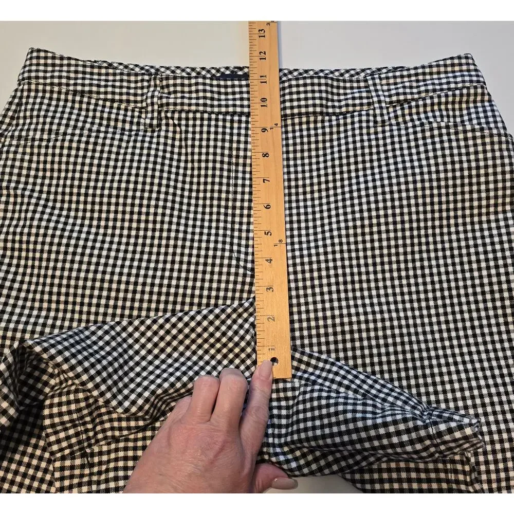 Lands End Shorts Womens 14 Black White Gingham High Rise Stretch Cottagecore